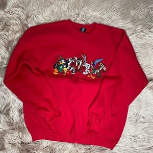 NWOT Vintage 90s Warner Bros looney tunes red sweater